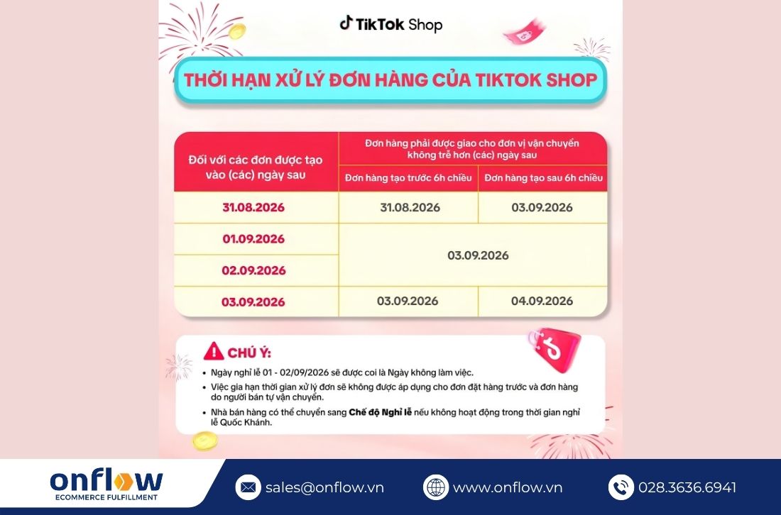Lịch làm việc lễ Quốc khánh 2/9 của Tiktok Shop