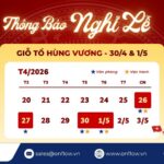Lịch nghỉ Giỗ Tổ Hùng Vương & lịch nghỉ lễ 30/4-1/5