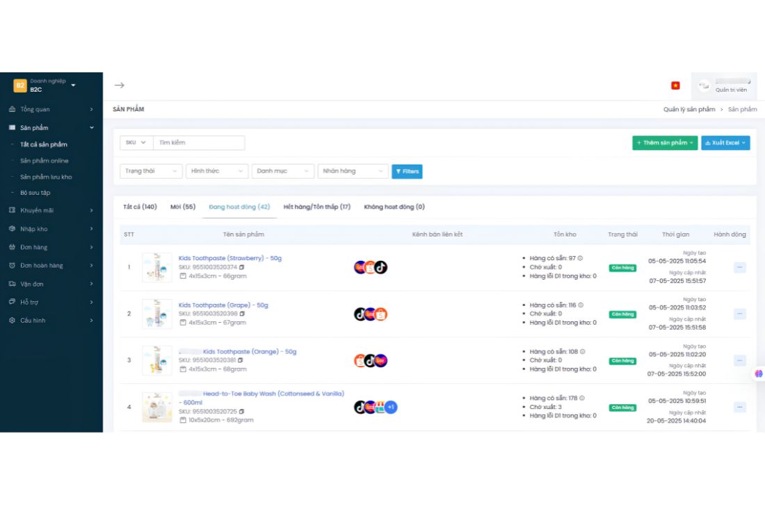 Fulfillment giúp quản lý tồn kho real-time khi livestream Tiktok Shop