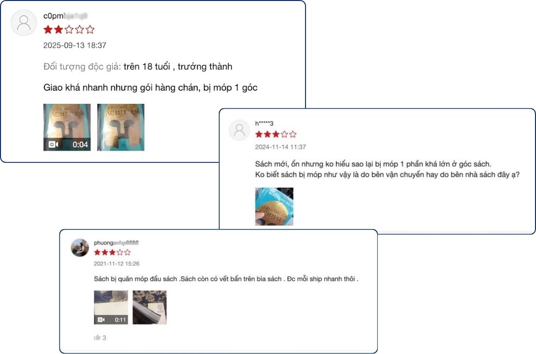 Nhà sách thường bị đánh giá 1 sao do lỗi vận hành